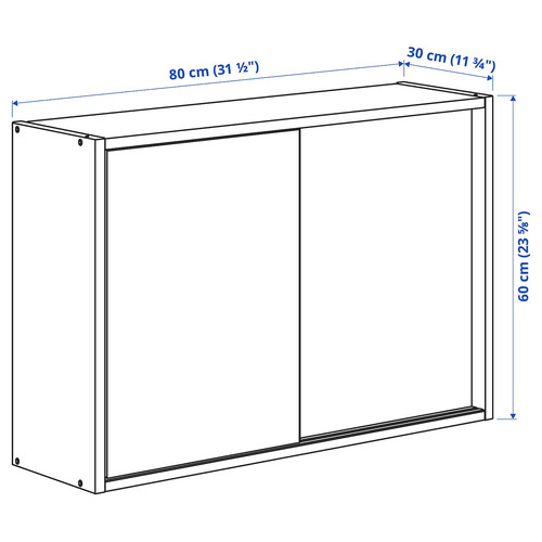 IVAR Cabinet with sliding doors, pine, 80x30x60 cm