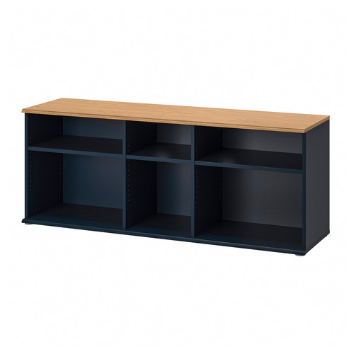 SKRUVBY TV bench, black-blue, 156x38x60 cm