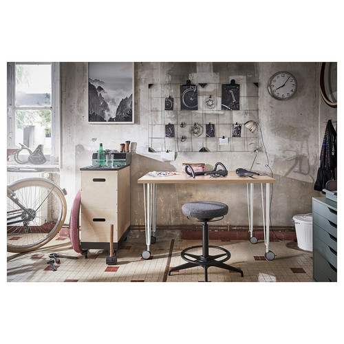 LINNMON / KRILLE Desk, white stained oak effect/white, 100x60 cm