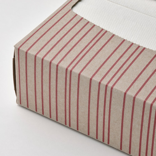 SNÖKRABBA Paper napkin, striped light brown/bright red, 16x32 cm