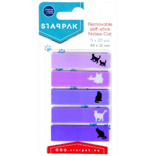 Removable Self-stick Notes Cat 44x12mm 5x20pcs