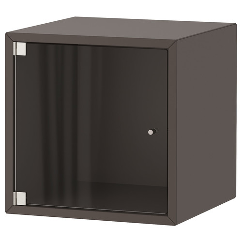 EKET Wall cabinet with glass door, dark grey, 35x35x35 cm