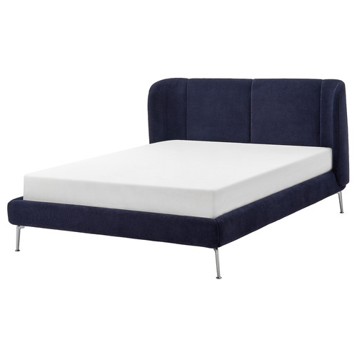 TUFJORD Upholstered bed frame, Tallmyra black-blue/Lönset, Standard King