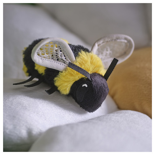 SKOGSDUVA Soft toy, mini-bumblebee/black yellow, 8 cm