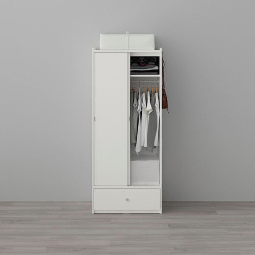 BRUKSVARA Wardrobe with sliding doors, white, 80x191 cm