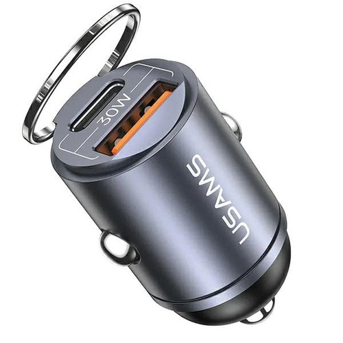 USAMS Car Charger 30W 1xUSB+ 1xUSB-C Fast Charge C38