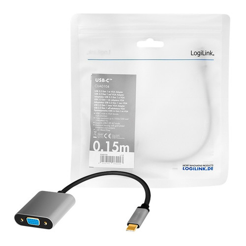 LogiLink USB-C to VGA Adapter 1080p 0.15 m