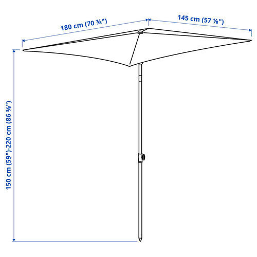 TVETÖ Parasol, tilting, grey-beige white, 180x145 cm