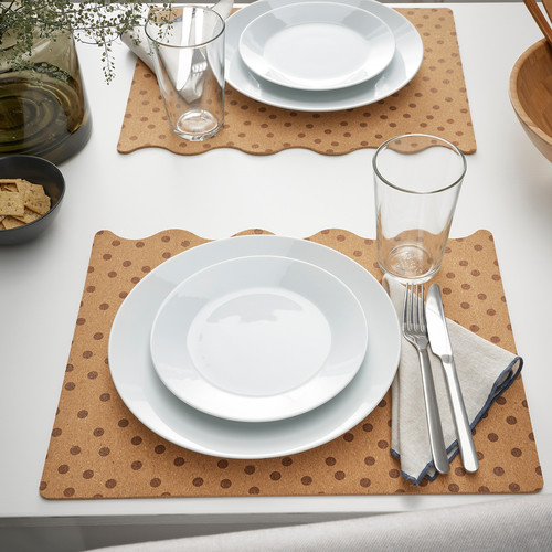 SOLABBORRE Place mat, cork/dotted, 42x32 cm, 4 pack