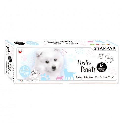 Starpak Poster Paints 12 Colours x 20ml Cuties Dog