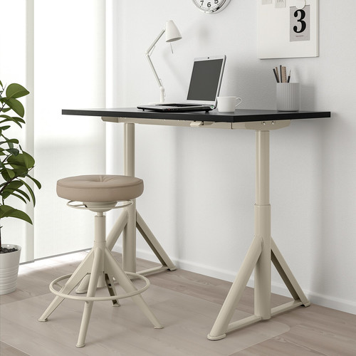 IDÅSEN Desk sit/stand, black/beige, 120x70 cm