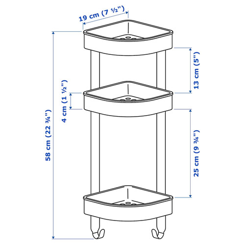 BROGRUND Corner wall shelf unit, stainless steel, 19x58 cm