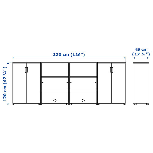 GALANT Storage combination, white, 320x120 cm