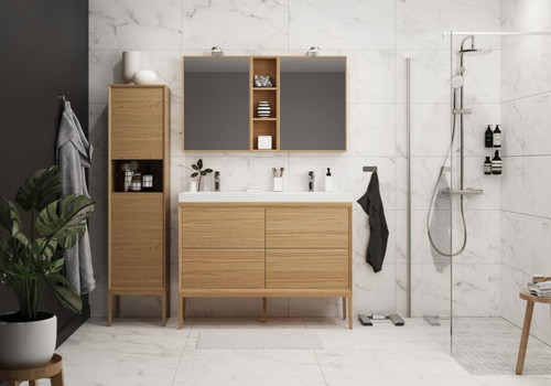 GoodHome Basin Cabinet with Drawers Avela 120 cm, oak effect