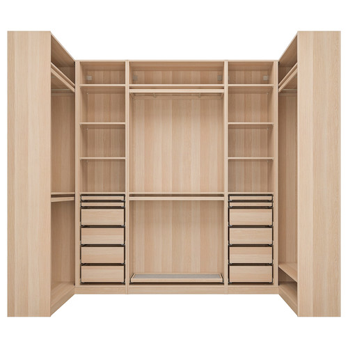 PAX Corner wardrobe, white stained oak effect, 113/276/113x236 cm