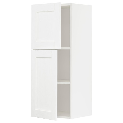 METOD Wall cabinet with shelves/2 doors, white Enköping/white wood effect, 40x100 cm