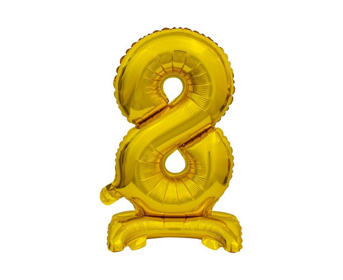 Foil Balloon Number 8 Standing, gold, 38cm