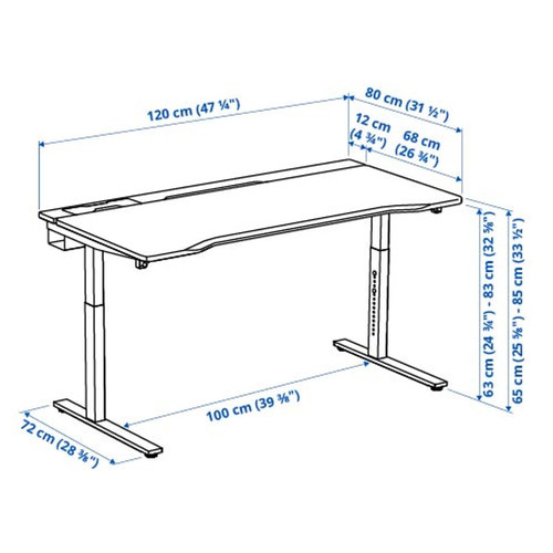 UTMANING Gaming desk, black, 120x80 cm