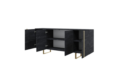 Four-Door Cabinet Verica 200cm, charcoal/gold legs