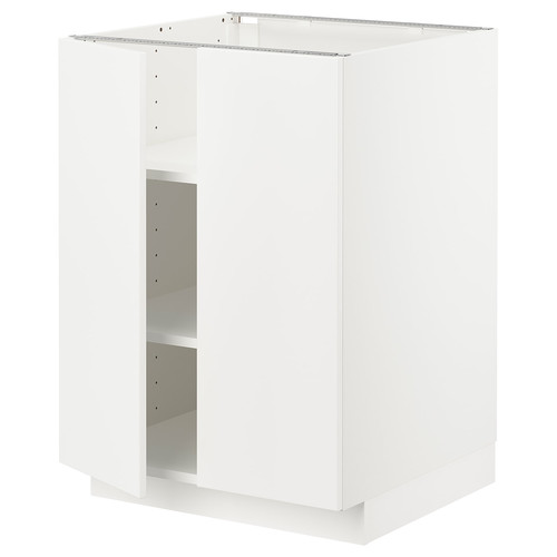 METOD Base cabinet with shelves/2 doors, white/Veddinge white, 60x60 cm