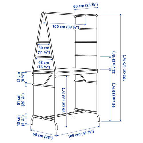 HÅVERUD Table with storage ladder, black