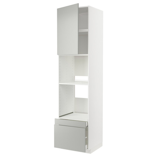 METOD / MAXIMERA Hi cab f ov/combi ov w dr/2 drwrs, white/Havstorp light grey, 60x60x240 cm