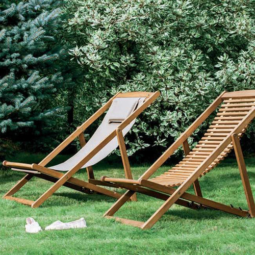 Sun Lounger, foldable, wooden