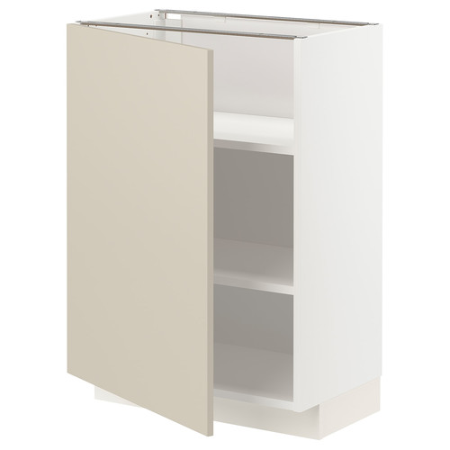 METOD Base cabinet with shelves, white/Havstorp beige, 60x37 cm