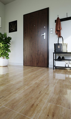 Flat Entrance Door Dominos 80, right, natural walnut