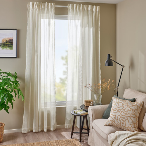 HÄLLEBRÄCKA Sheer curtains, 1 pair, white, 145x300 cm