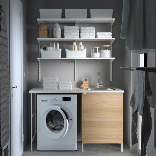 ENHET Laundry, white/oak effect, 139x63.5x90.5 cm