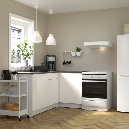 KNOXHULT Corner kitchen, high-gloss/white, 183x122x91 cm