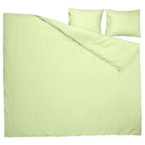 PILTANDVINGE Duvet cover and 2 pillowcases, light green, 200x200/50x60 cm