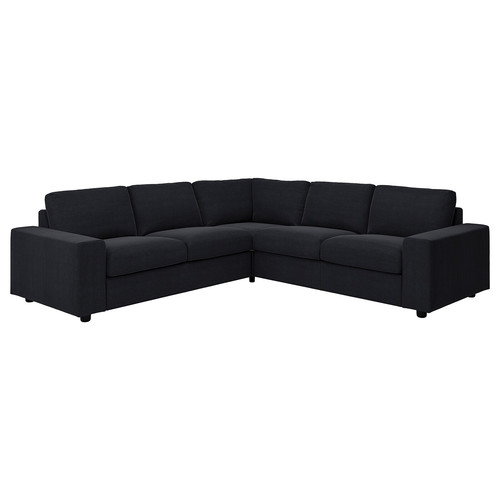 VIMLE Cover for corner sofa, 4-seat, with wide armrests/Saxemara black-blue