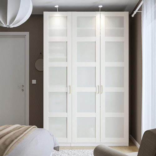 PAX / BERGSBO Wardrobe combination, white/white glass, 150x60x236 cm