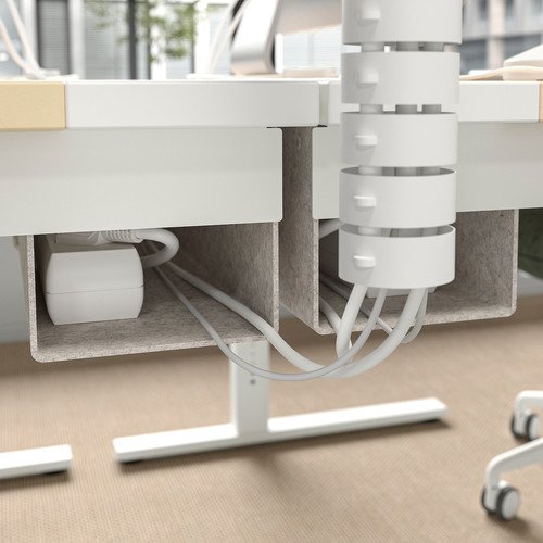 MITTZON Desk sit/stand, electric birch veneer/white, 160x80 cm