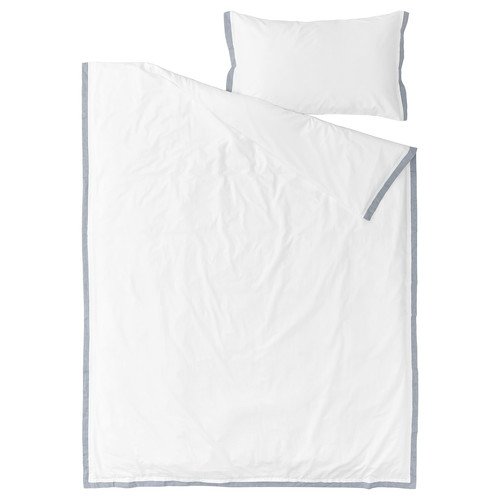 TÅTELSMYGARE Duvet cover and pillowcase, white/blue, 150x200/50x60 cm