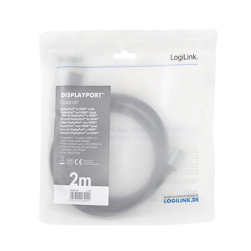 LogiLink Displayport to HDMI 4K/60Hz 2 m