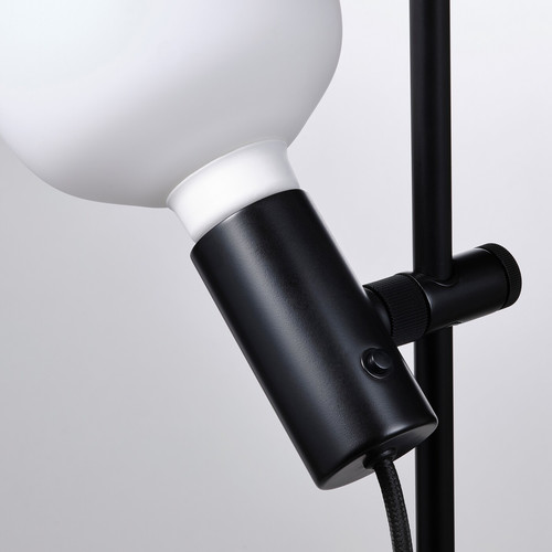 HÅRSLINGA / TRÅDFRI Floor lamp with light bulb, black/smart white spectrum