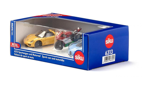 Siku Metal Model Set Sports Cars and Motorbike 3+