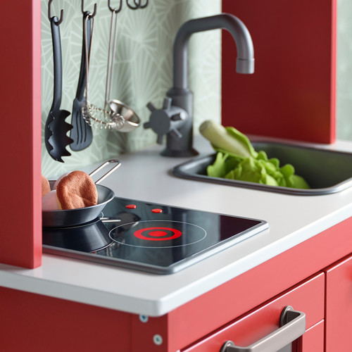 DUKTIG Play kitchen, red, 72x40x109 cm