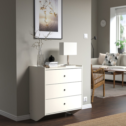 RACKNÄS Chest of 3 drawers, white/wall mounted, 69x78 cm