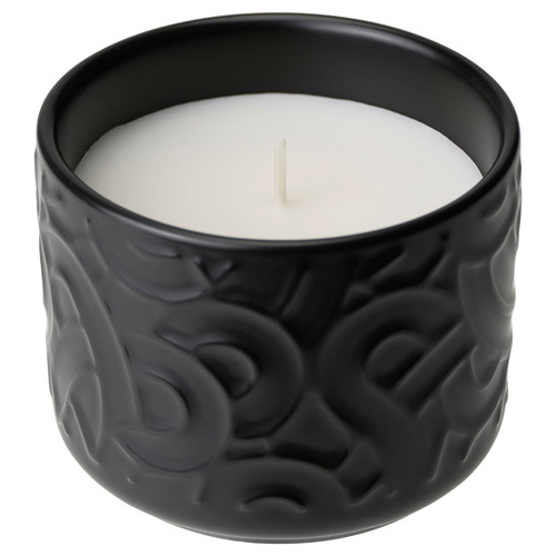 SÖTRÖNN Scented candle in ceramic jar, matcha tea & ginger/black, 25 hr