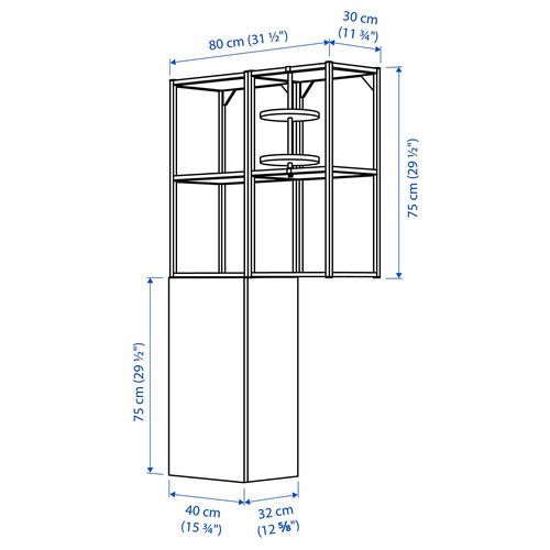 ENHET Wall storage combination, white/oak effect, 80x32x150 cm