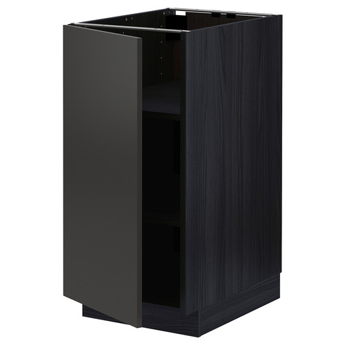 METOD Base cabinet with shelves, black/Nickebo matt anthracite, 40x60 cm