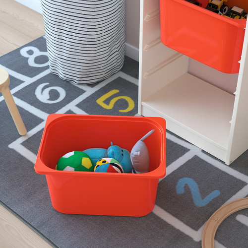 TROFAST Storage combination with boxes, white/orange, 46x30x145 cm