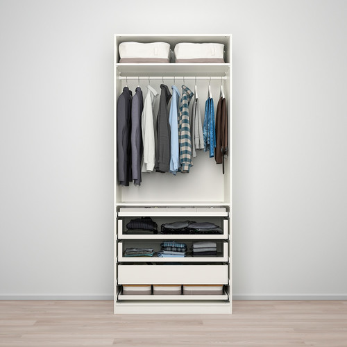 PAX / BERGSBO Wardrobe combination, white, frosted glass, 100x60x236 cm