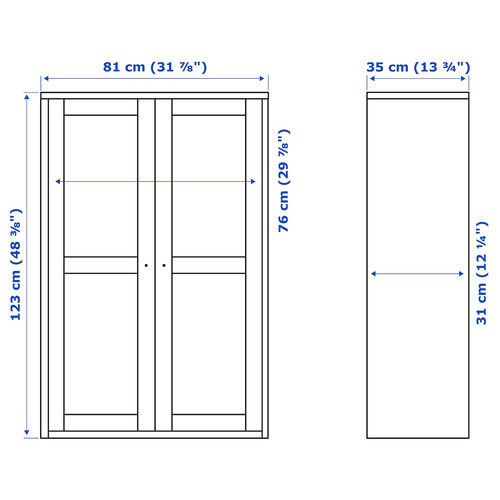 HAVSTA Glass-door cabinet, white, 81x35x123 cm