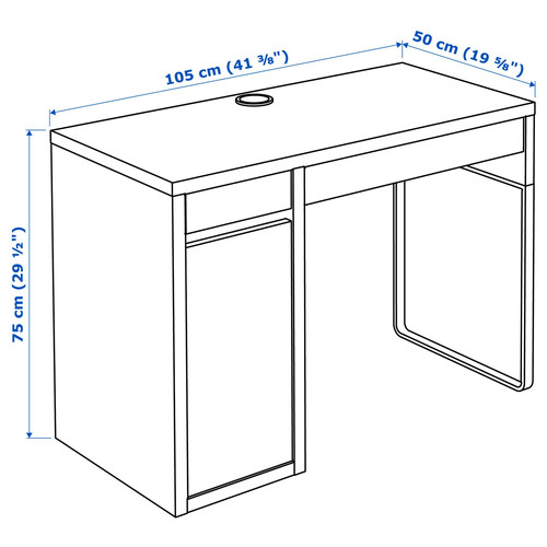 MICKE Desk, black-brown, 105x50 cm