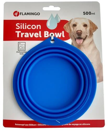 Flamingo Silicon Travel Bowl 500ml, blue